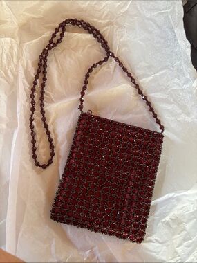 Beaded Evening Wristlet in Deep Red